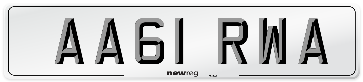 AA61 RWA Number Plate from New Reg